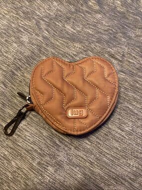 Lug Heart Coin Pouch Bag Clip Satin Blush Pink w/ Colorful Interior Like New